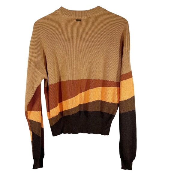 PRANA Desert Rose Earth Tones Brown Color Block Crewneck Sweater Size Small - Picture 2 of 7